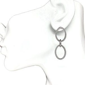 Sterling Silver Roped Design Triple Ring Dangle Earrings